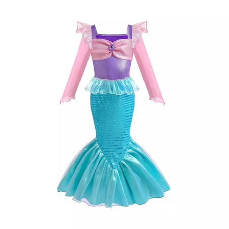 Meninas escala roxa princesa sereia ariel cosplay vestido de halloween vestido de festa de aniversário meninas verão praia vestido de férias