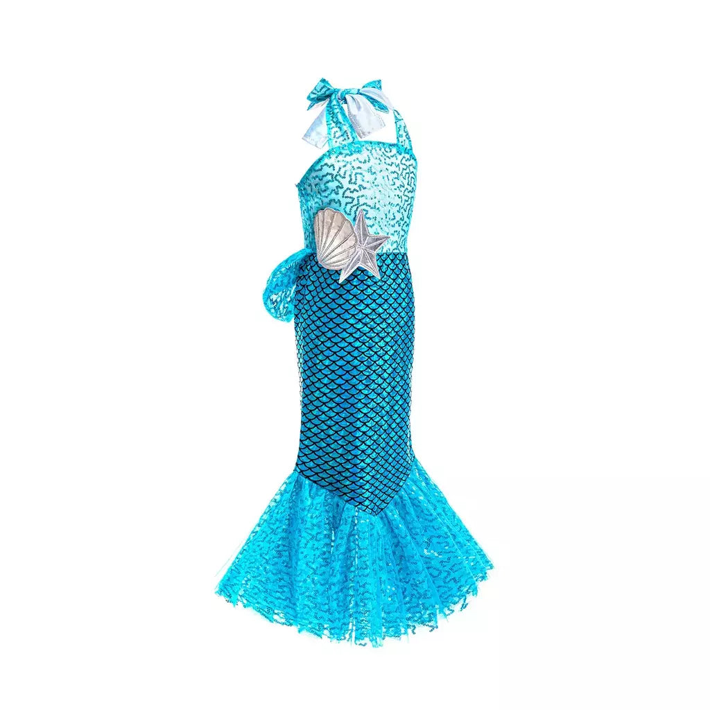 Meninas escala roxa princesa sereia ariel cosplay vestido de halloween vestido de festa de aniversário meninas verão praia vestido de férias