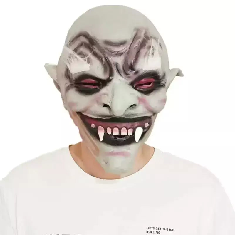 Halloween sobrancelha branca velho demônio máscara de terror casa fantasma sala de fuga mutante vampiro fone de ouvido rosto cheio vestir-se prop
