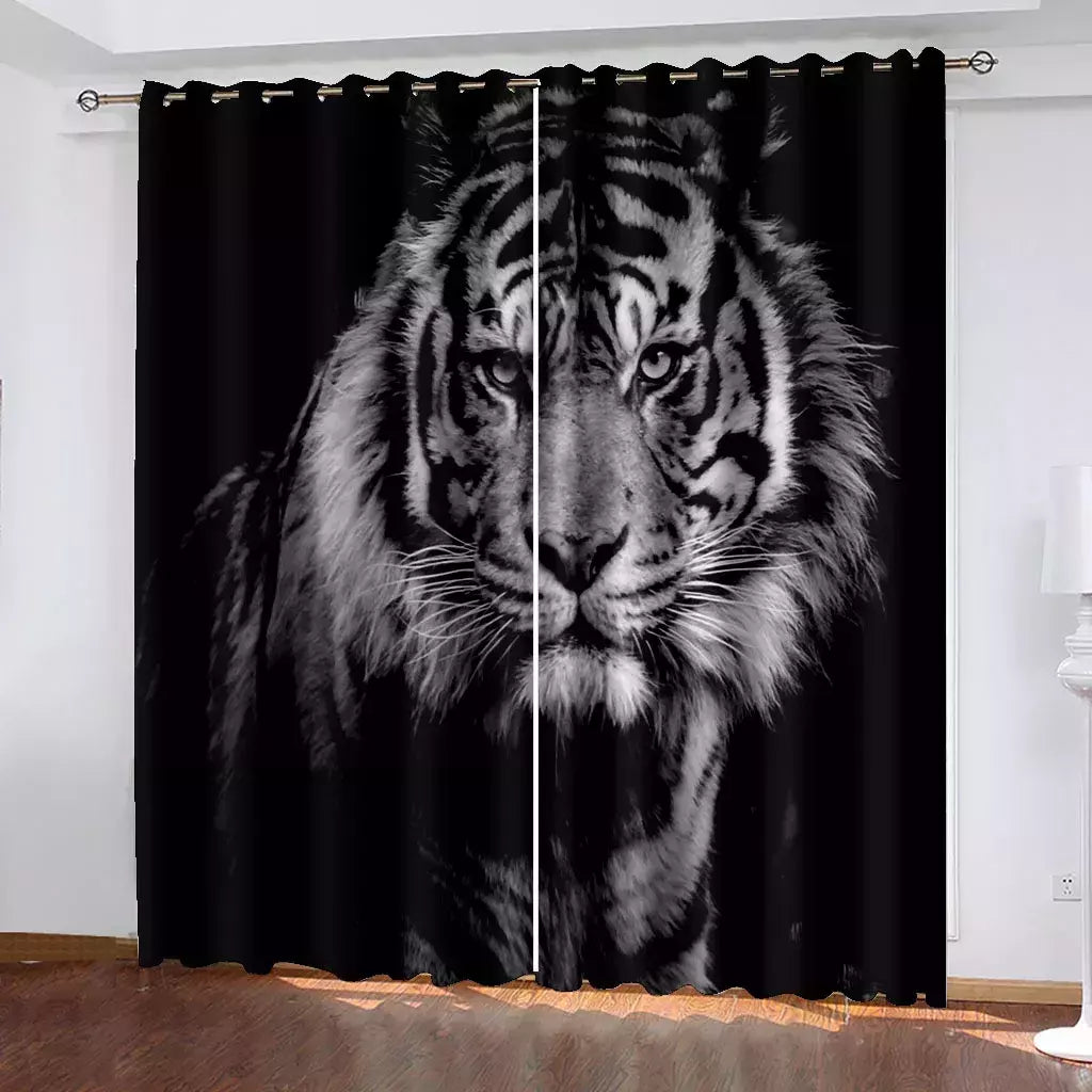 3D Printed Rose Shading Window Curtain para crianças, leão, tigre, lobo, animal, sala de estar, quarto, cozinha, porta, salão, decoração de casa