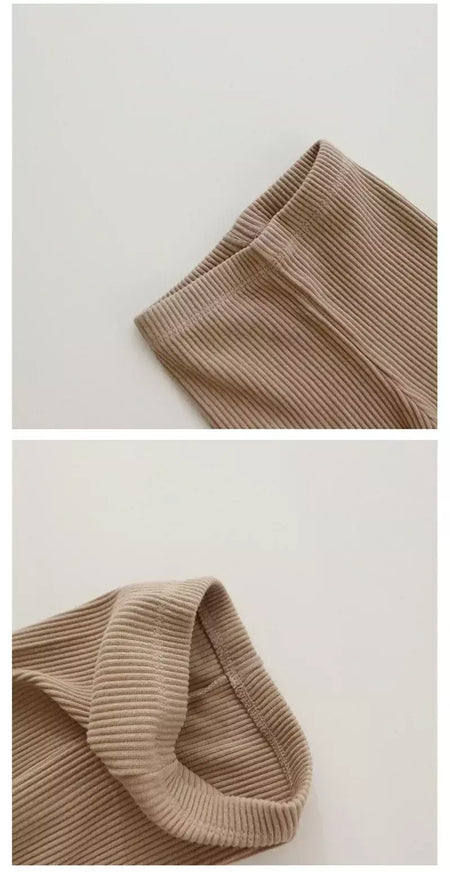 Outono novo bebê com nervuras rendas leggings menina da criança casual calças de algodão menino infantil sólido kintted calças criança calças de fundo