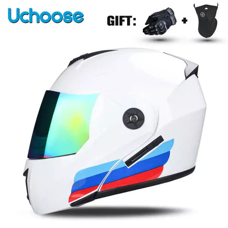 Unisex Capacete com viseira, lente dupla, seção transversal, segurança, modular, flip, capacete, certificação DOT, Uchoose
