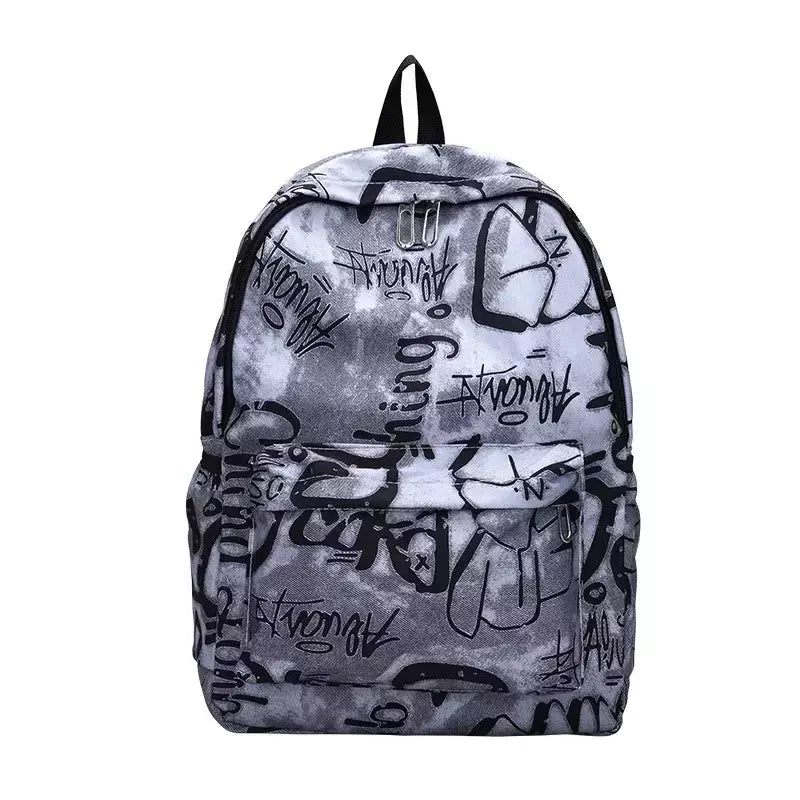 Mochila de grande capacidade para alunos do ensino médio, carta elegante e exclusiva, design de grafite, outono e inverno