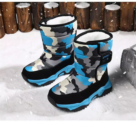 2023 inverno crianças sapatos de pelúcia tecido impermeável antiderrapante sapatos da menina sola de borracha botas de neve moda quente botas ao ar livre