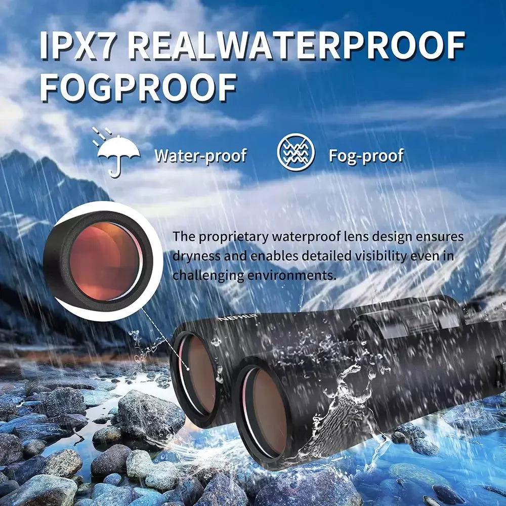 Binóculos HD 12x50 para adultos Binóculos de visão grande de alta potência com visão clara IPX7 Telescópio à prova d'água para viagens de caça