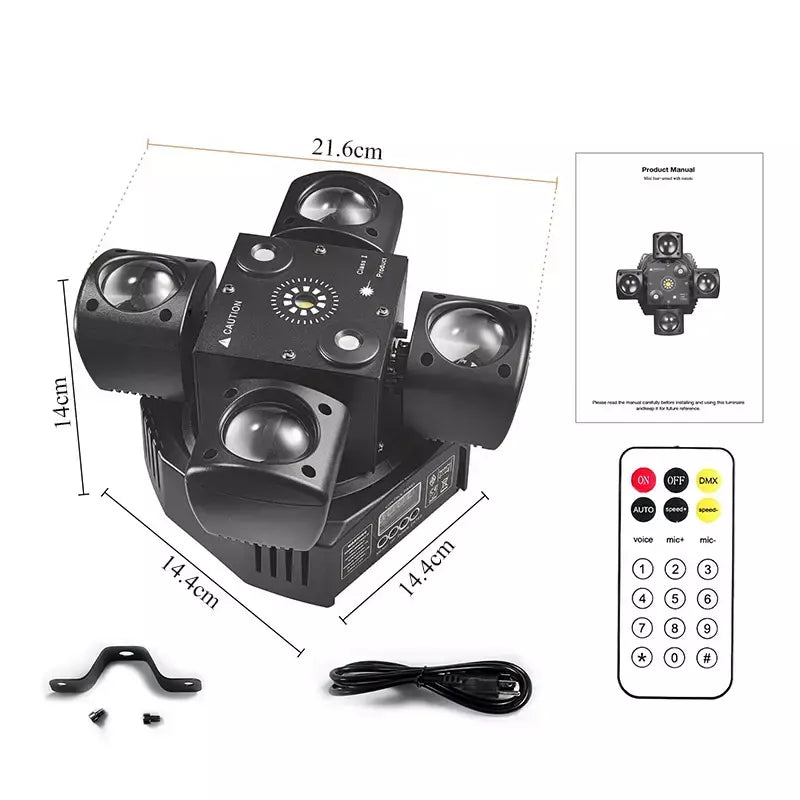 Controle remoto led feixe de luz cabeça móvel dmx vermelho & verde laser âmbar flash efeito iluminação dj discoteca festa luzes palco