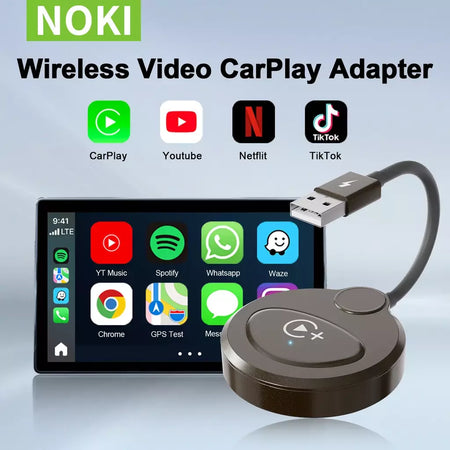 Adaptador sem fio Carplay com Youtube/Netflix/Tiktok, dongle USB Carplay sem fio para Carplay com fio de fábrica para Wireless