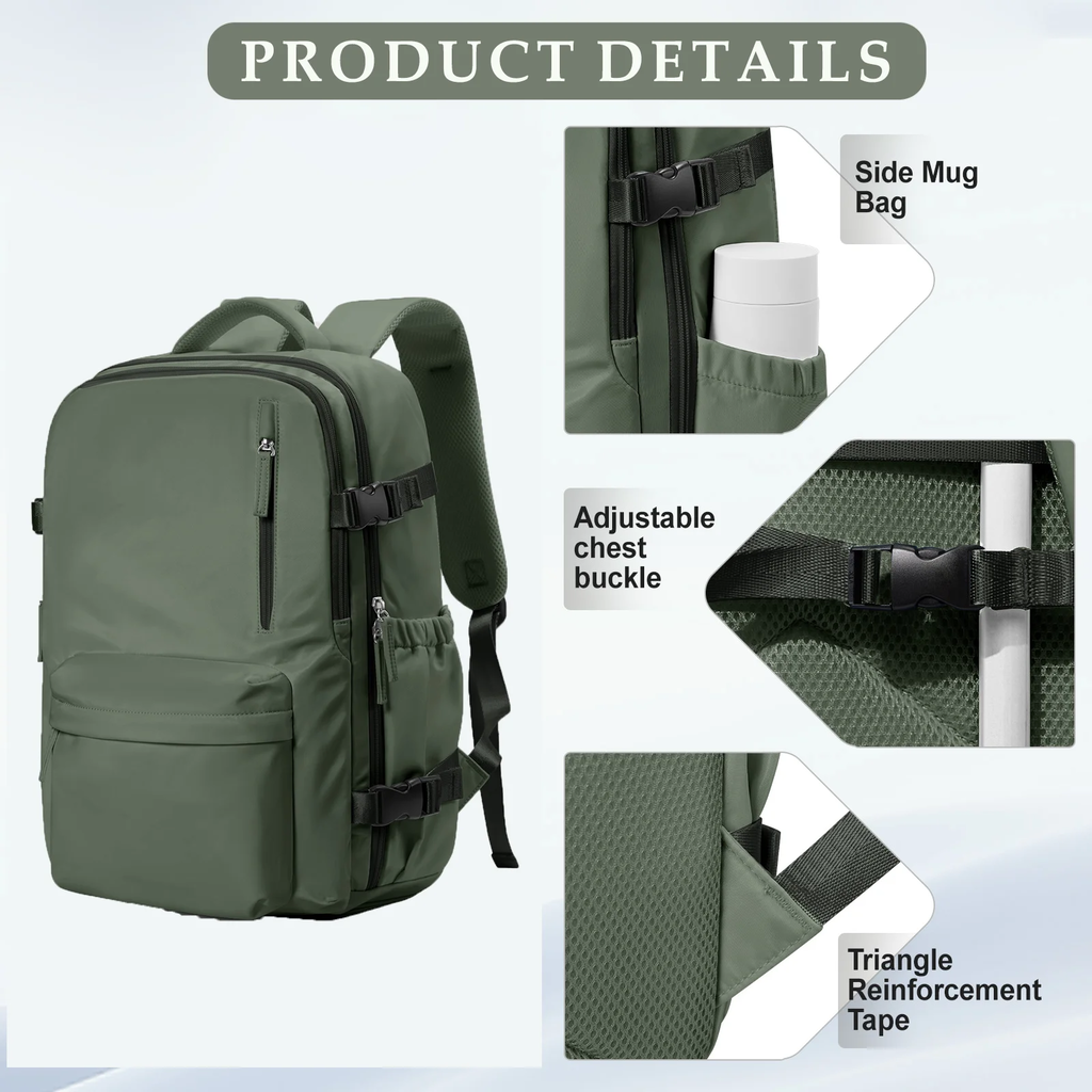 Mochila de Viagem de Avião de Grande Capacidade, Laptop para Mulheres e Homens, Easy jet Carry on Trolly Bag, Casual, 45x36x20