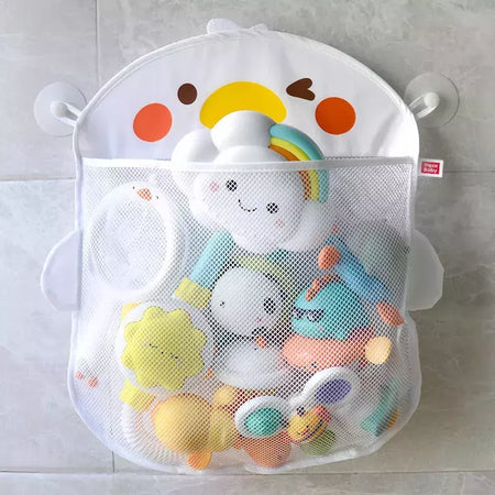 Qwz novo pato dos desenhos animados do bebê saco de malha do banheiro otário design para brinquedos de banho crianças formas animais pano areia brinquedos armazenamento net saco