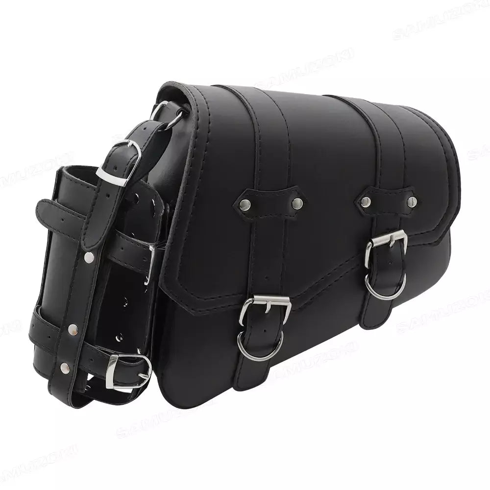 Bolsa de selim lateral de couro pu para motocicleta, adequada para harley sportster xl 883 1200 chopper cruiser cafe racer softail bobber