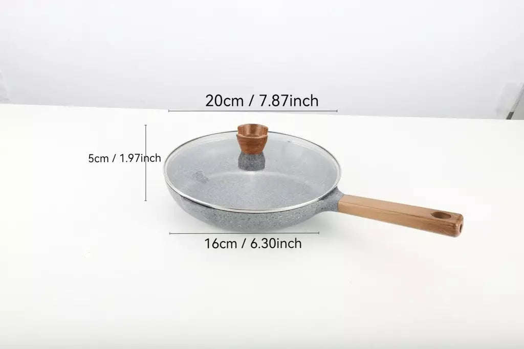 Donnor frigideira de granito 20/24/28cm, frigideira de pedra médica, frigideira de omelete saudável, não tóxica com alça resistente ao calor