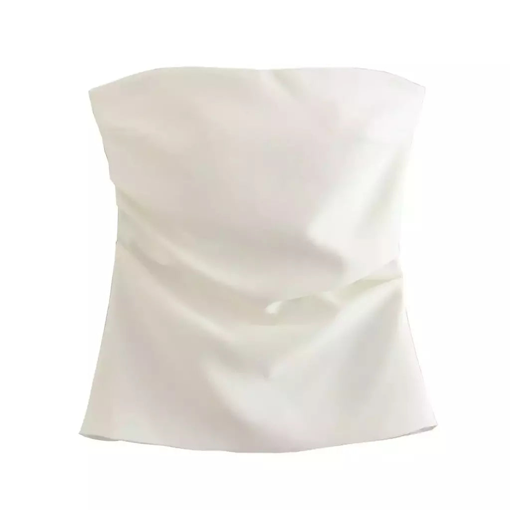 TRAF-Blusa sem mangas sem alças para mulheres, tops femininos, zíper traseiro, roupas de rua, tanque chique, moda verão, nova