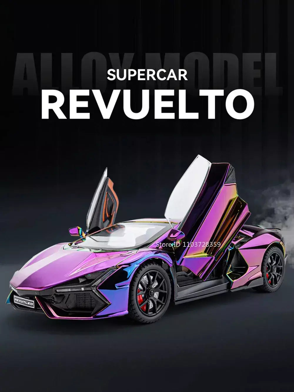 1:24 escala revuelto modelo em miniatura brinquedo carros esportivos liga diecast supercars som luz portas abertas puxar para trás para crianças presentes