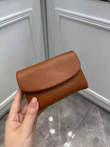 Genuína Couro De Vaca Carteira Curta Para Mulheres, Trifold, Pequenas Bolsas, Clutch Couro De Vaca, Titular Do Cartão, Carteiras Do Cartão De Viagem