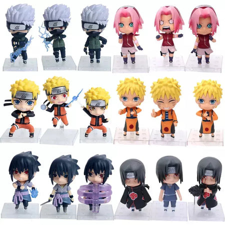 Naruto Action Figure Anime para Adultos, Uchiha Itachi, Kakashi Cartoon Toys, Ornamento Colecionável Itachi Akatsuki, Presente, 11cm, 3 peças por conjunto