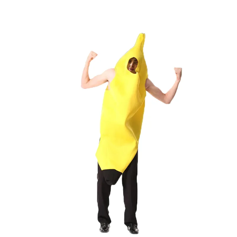 Criança/adulto unissex divertido conjunto de banana amarelo traje luz halloween fruta fantasia festa feriado dança vestido traje