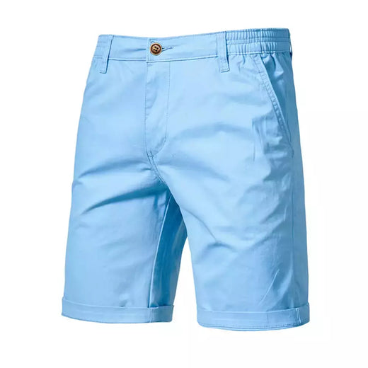 Calça curta de cintura elástica masculina, 100% algodão, monocromática, casual, de negócios, social, alta qualidade, nova, verão 2022
