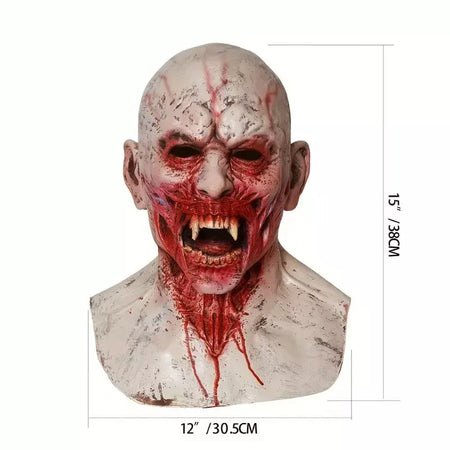 Máscara de vampiro zumbi realista máscara sangrenta látex rosto cheio traje de terror para halloween cosplay festa vestir-se acessório