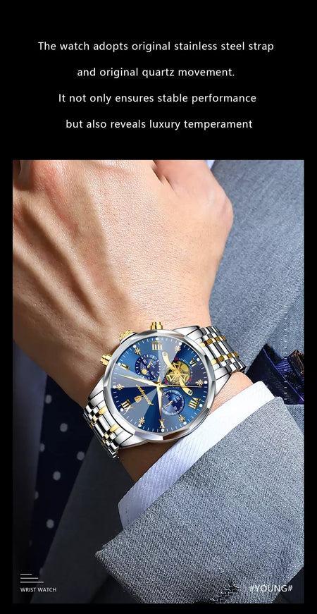 Poedagar luxo relógio masculino topo original à prova dwaterproof água luminosa cronógrafo homem relógio de pulso aço inoxidável quartzo relógios masculinos reloj