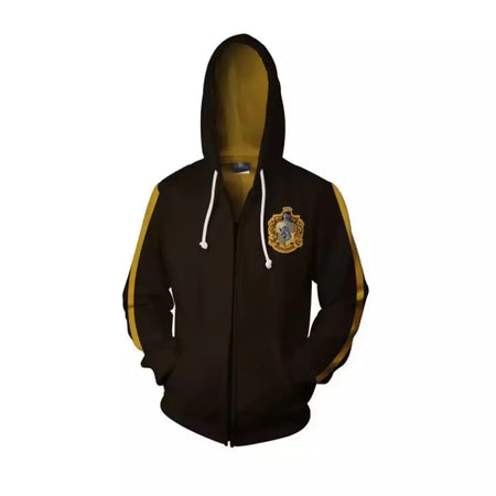 Harried Cosplay College Gryffindor Badge moletom, Camisola com capuz com zíper, Sonserina Hufflepuff Ravenclaw Top, Novo