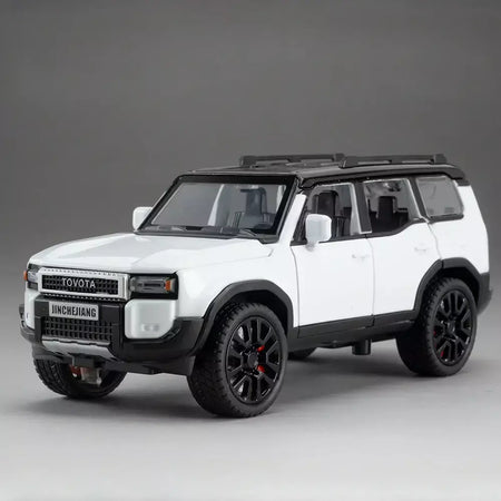 1:32 prado suv modelo de carro brinquedos liga fundição puxar para trás 6 portas abertas som luz veículo off-road presentes para crianças coleção