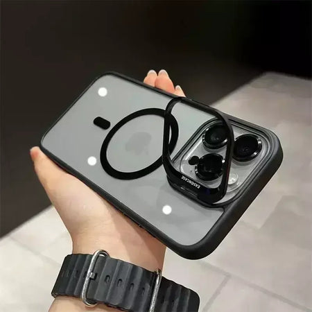 Magsafe suporte de proteção de lente magnética capa de telefone para iphone 17 12 13 14 15 16 pro max câmera vidro transparente anel de metal capa