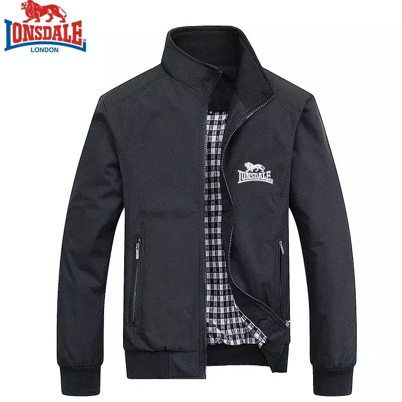 LONSDALE-Jaqueta Bomb bordada slim fit masculina, Gola de Beisebol, Alta Qualidade, Moda Casual, Primavera e Outono, M-6XL