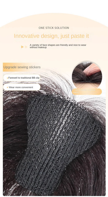 Nenhum clipes de cabelo humano franja francesa gancho e laço pasta mágica toppers para mulheres fácil de usar adesivos de costura remendos de cabelo extensão