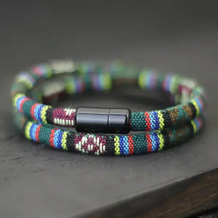 Novo em homens bohemia corda pulseira atrair magentic braclet aventura sobrevivência braslet pulseras hilo hombre praia surf brazalete