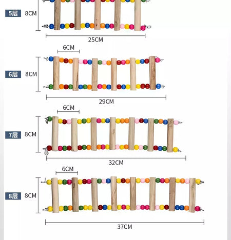 Pássaro papagaio brinquedos colorido pendurado gaiola escadas de escalada com papagaios de madeira natural suspensão ponte balanço brinquedos pássaro brinquedo suprimentos