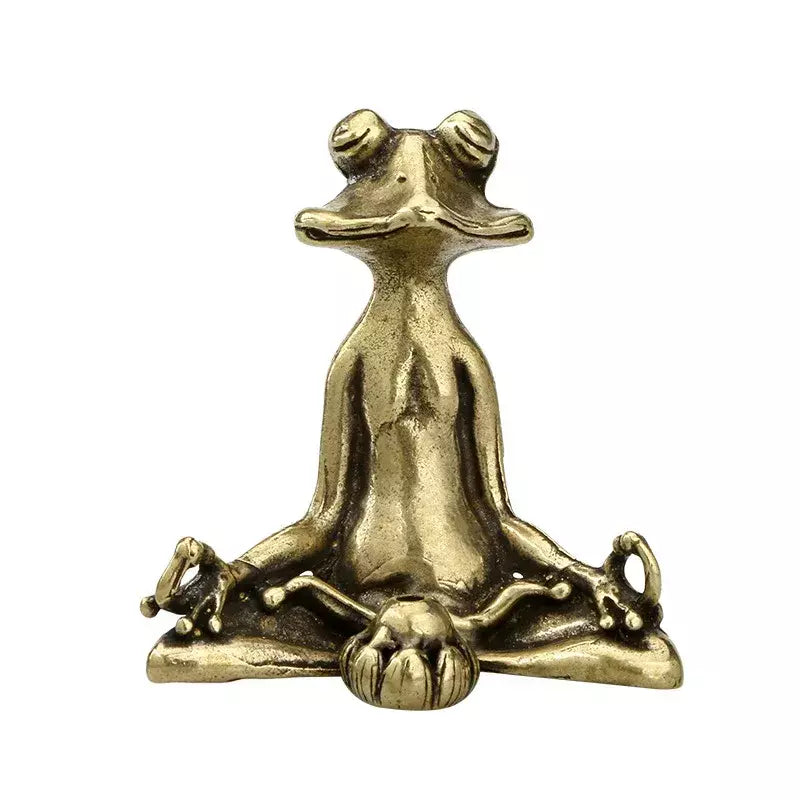 Antigo bronze meditação zen sapo estátua ornamento cobre escultura animal queimador de incenso casa decorações mesa chá animal estimação
