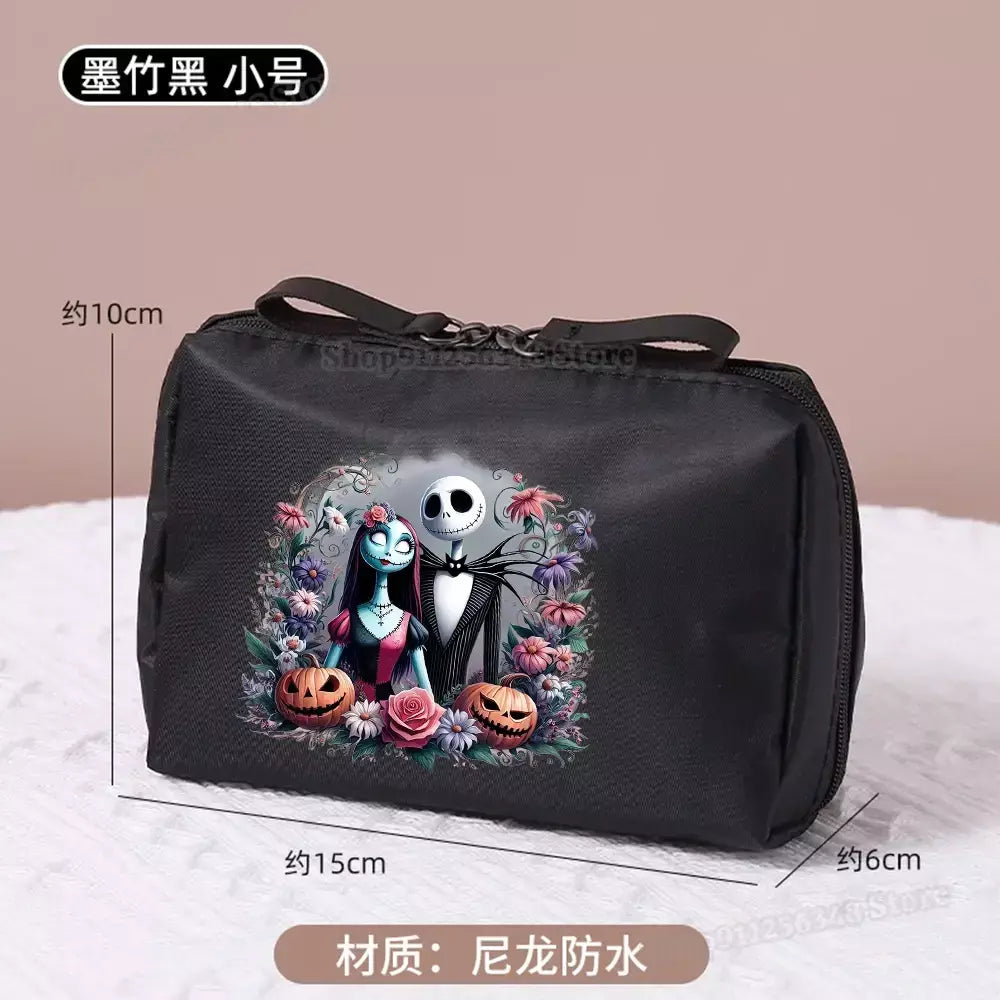 O pesadelo antes do natal saco de maquiagem figura dos desenhos animados jack skellington bolsa sacos cosméticos disney compõem casos organizadores