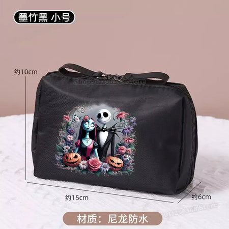 O pesadelo antes do natal saco de maquiagem figura dos desenhos animados jack skellington bolsa sacos cosméticos disney compõem casos organizadores