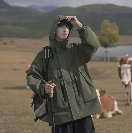 Jaqueta masculina vintage à prova de vento, jaqueta ao ar livre estilo montanha americana funcional casaco de trabalho primavera japão retrô streetwear
