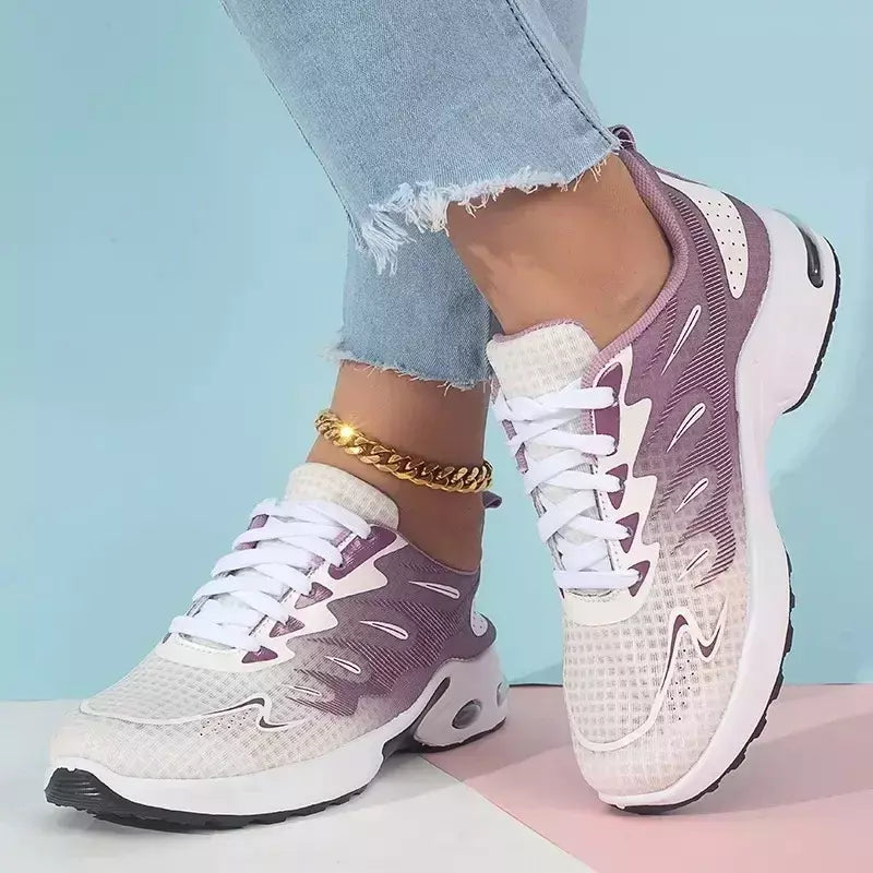 Sapatilhas de corrida respirável de cano baixo, sapatos vulcanizados leves, bloqueadores de cores, casuais, elegantes, com alça cruzada, novos