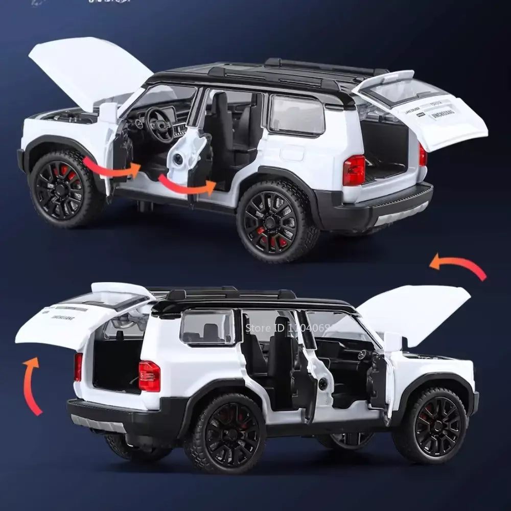 1:32 prado suv modelo de carro brinquedos liga fundição puxar para trás 6 portas abertas som luz veículo off-road presentes para crianças coleção