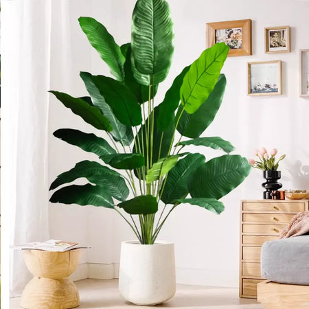 65-125cm/47.2in grande palmeira tropical falso banana planta folhas toque real strelitzia reginae planta de plástico para casa jardim
