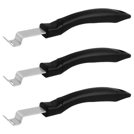 3 pçs de aço inoxidável alça preta conjunto ferramentas churrasco grill grelha levantador placa metal ajustador resistente ao calor pinça ferramentas churrasco