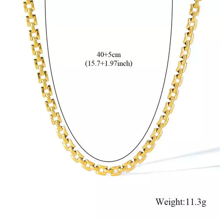 Eilieck 316l aço inoxidável metal charme corrente colar jóias de declaração 18k pvd banhado colar de pescoço corrente para mulher