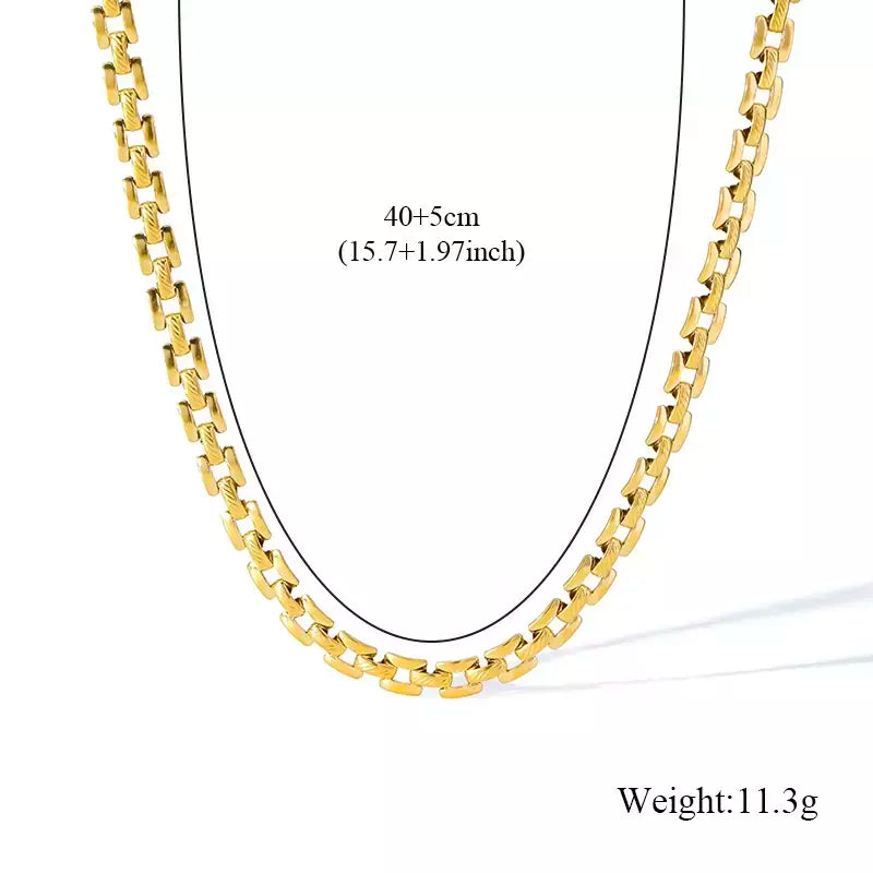 Eilieck 316l aço inoxidável metal charme corrente colar jóias de declaração 18k pvd banhado colar de pescoço corrente para mulher
