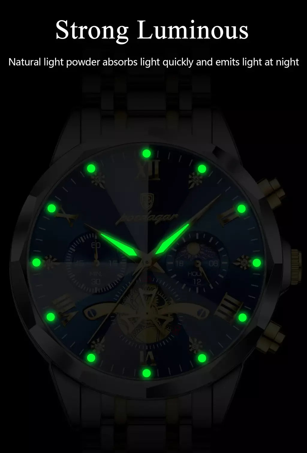 Poedagar luxo relógio masculino topo original à prova dwaterproof água luminosa cronógrafo homem relógio de pulso aço inoxidável quartzo relógios masculinos reloj