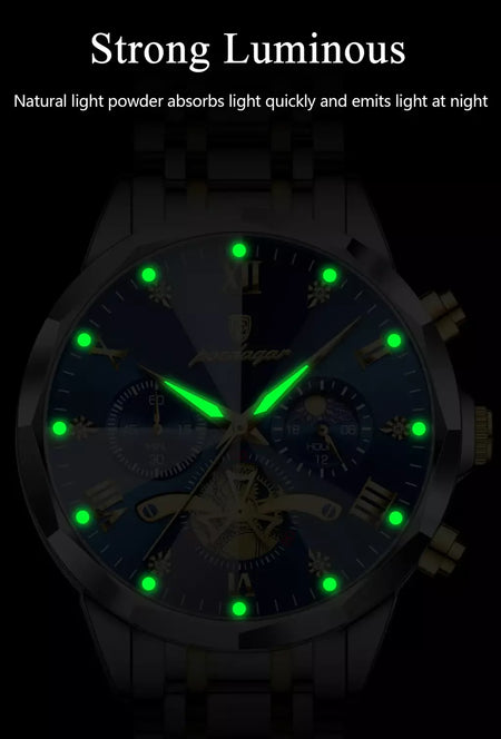 Poedagar luxo relógio masculino topo original à prova dwaterproof água luminosa cronógrafo homem relógio de pulso aço inoxidável quartzo relógios masculinos reloj