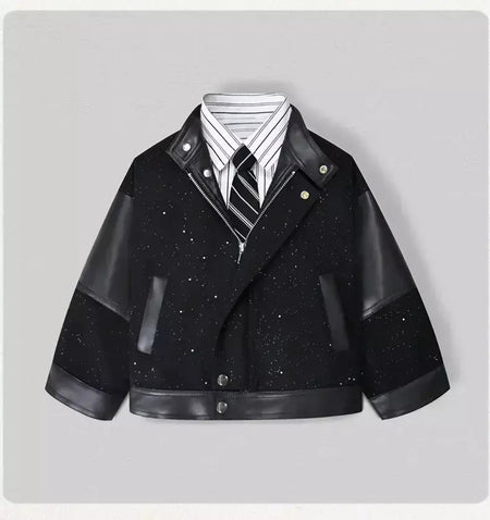 Crianças moda brilhante zíperes jaqueta de couro da motocicleta meninos casaco do plutônio meninas outerwear criança primavera outono roupas trajes festa