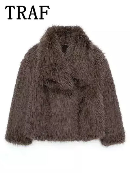 TRAF-Jaqueta feminina de tecido de lantejoulas de metal, casaco solto, gola alta, manga comprida, outerwear feminino chique, outono, inverno, 2023