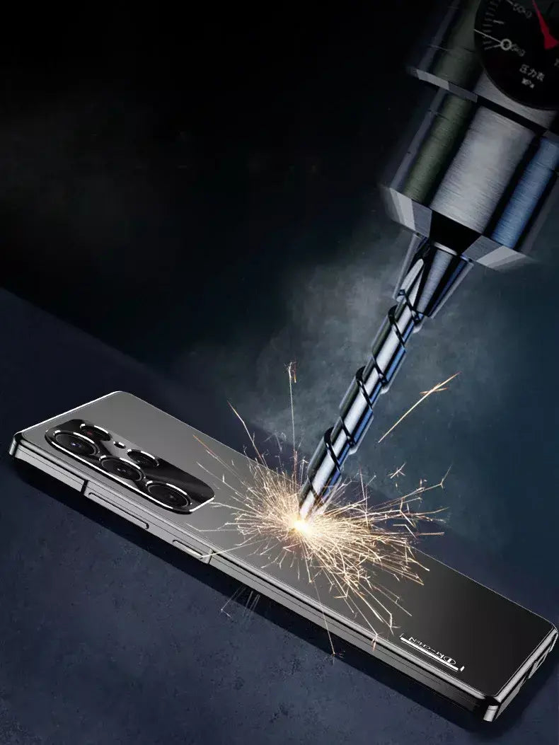 Moldura de alumínio com fecho magnético, capa traseira de plástico de metal para samsung galaxy s25 ultra s24 ultra s23 s22 s21, capa forte à prova de queda