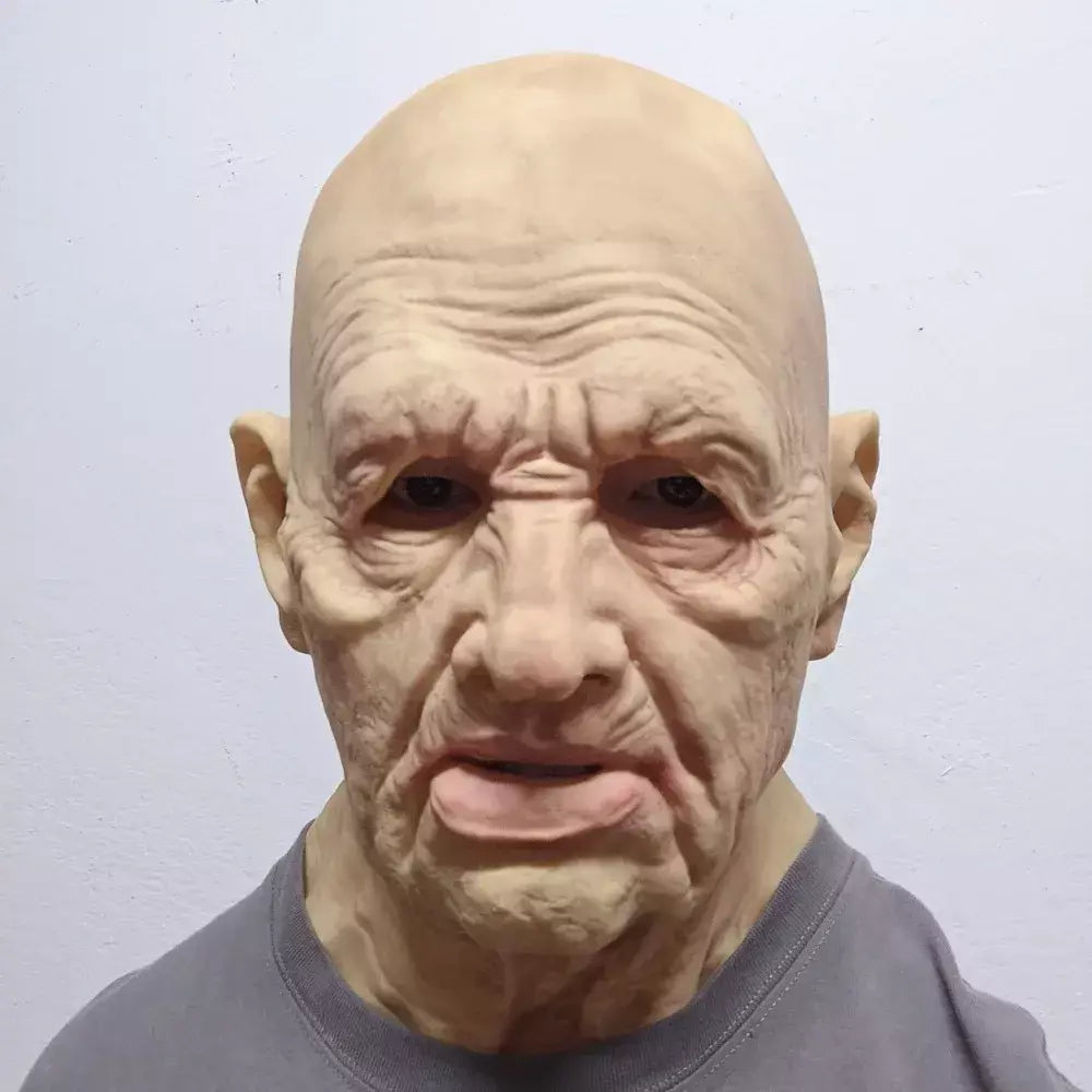 Velho máscara de látex homem careca máscara de cabeça cheia halloween cosplay festa masquerade adereços rugas realista velho cabeça capa