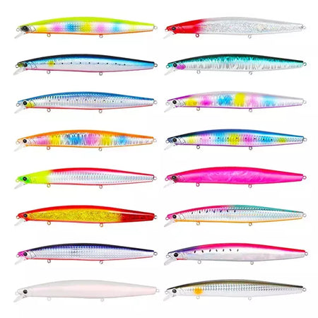 TSURIKNOYA-STINGER 163S-Ultra Long Casting Saltwater Sinking Minnow, Iscas de Pesca, Iscas Artificiais Duras para Robalo, 163mm, 34.2g