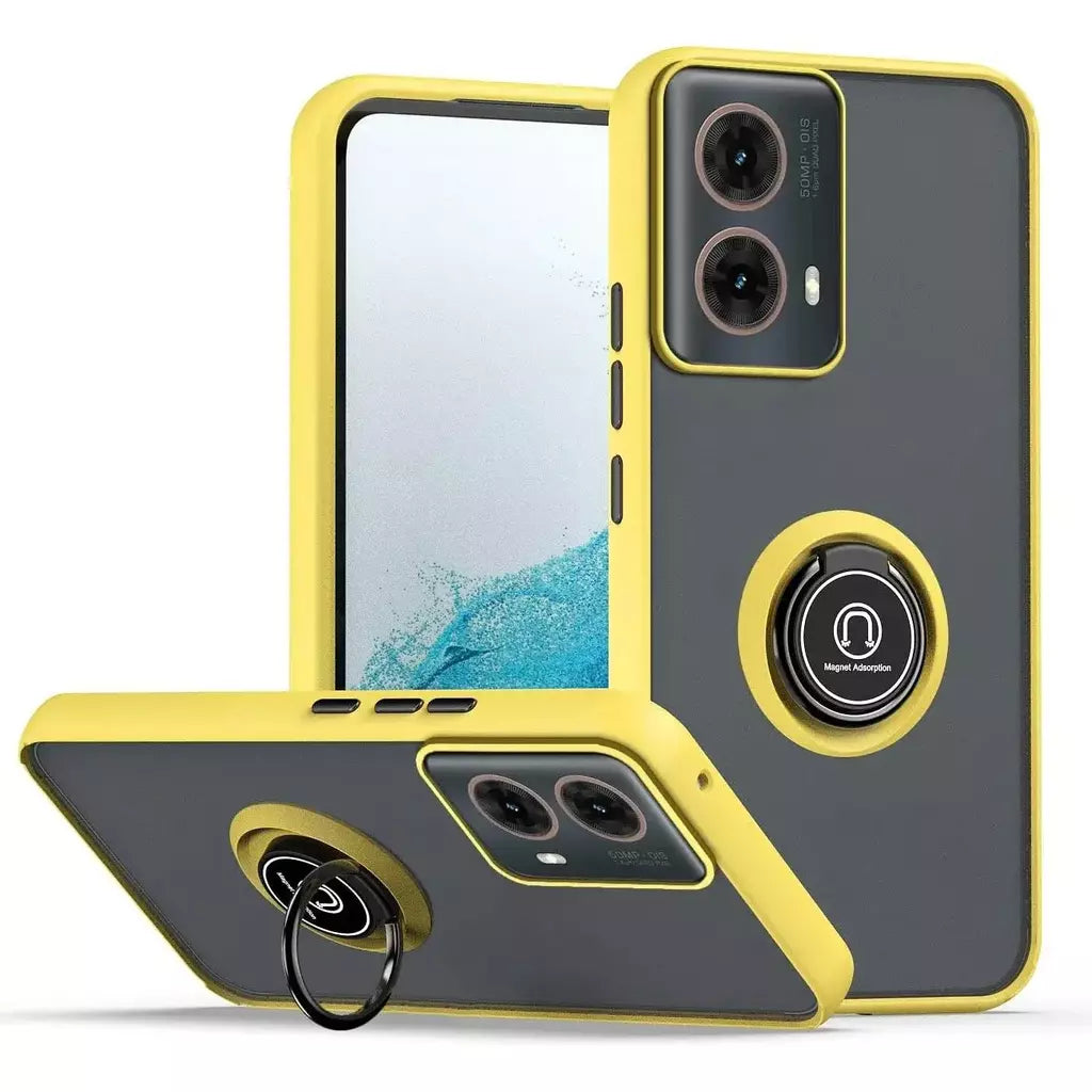Armadura fosca caso para motorola moto g35 g55 g54 g84 g14 g72 g85 g75 g15 g05 g34 g24 s50 e13 g13 anel titular à prova de choque coque