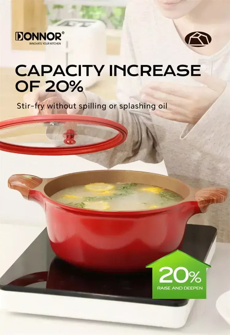 Donnor cerâmica não revestida antiaderente pan 0 panela de sopa de flúor frigideira fogão de indução pote universal cozinha cozinhar ferramentas