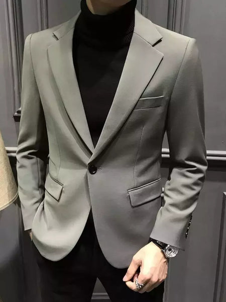 Blazer fino de negócios masculino, roupas estilo coreano, casaco casual, terno elegante, jaquetas marrons, de alta qualidade, 2024